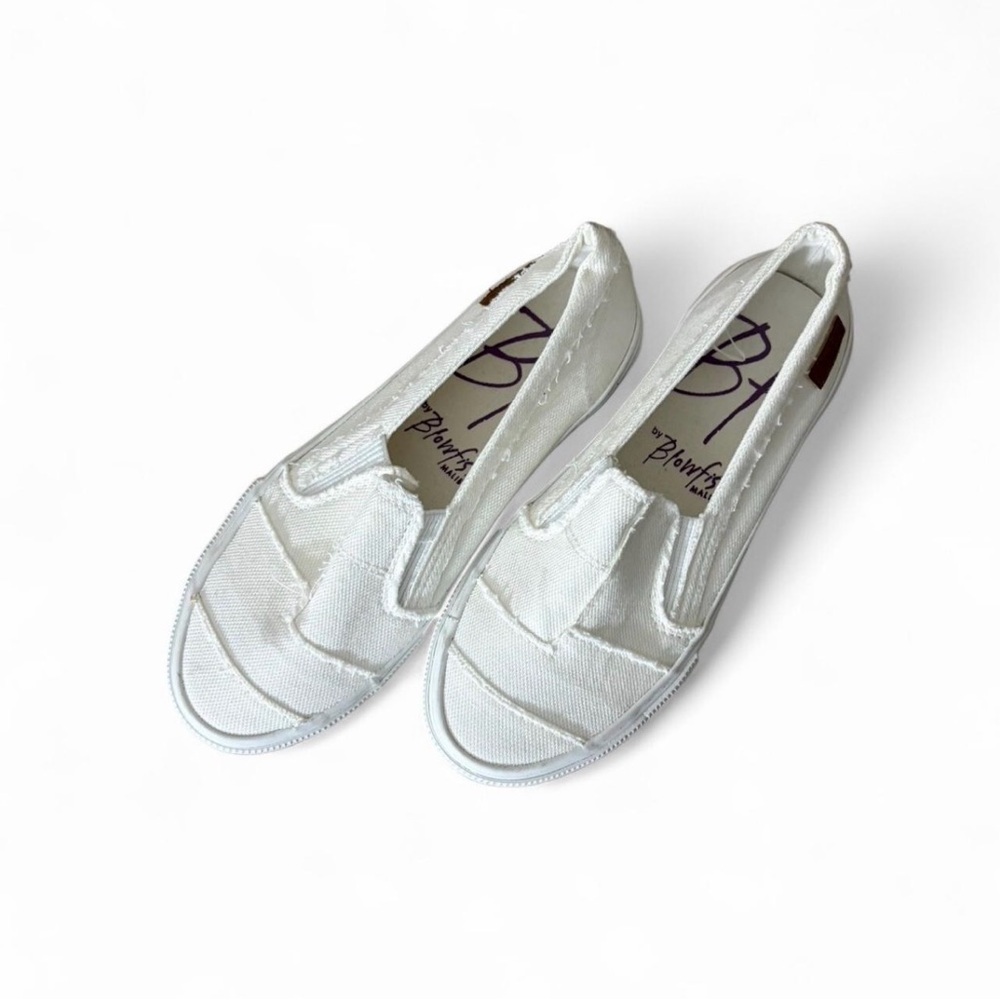 Blowfish Malibu Women's Alfie slip-on sneakers in white canvas (All Day Comfort)